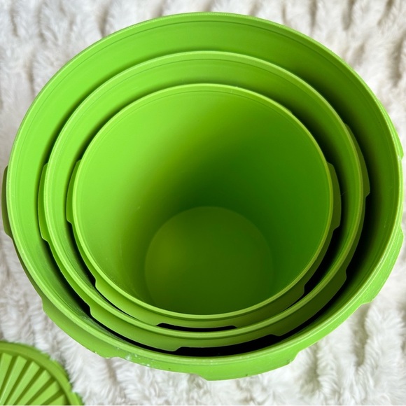 Vintage Tupperware Lime Green Nesting Canisters Kitchen Storage Retro US Set 3 - Picture 13 of 15